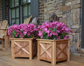 Farmhouse Solid Cedar Planter Box - High Quality Build and Materials - Enclosed Bottom - Fully Assembled in the USA