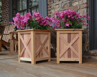 Large Farmhouse Planter New Design and Larger Size -High Quality Build and Materials - Enclosed Bottom - Fully Assembled