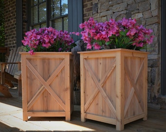 X-Large Cedar Farmhouse Planter -High Quality Build and Materials - Enclosed Bottom - Fully Assembled in the USA