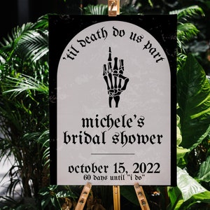 Gothic Bridal Shower Welcome Sign Template | &#39;Til Death Bridal Shower Welcome Sign | Skull Bridal Shower Sign Template