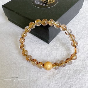 Natural Golden Rutilated Quartz, Grade AAA, Rutilated Quartz Bracelet, 8mm, High Energy Crystal, Healing Crystal Bracelet, Mom's Gift