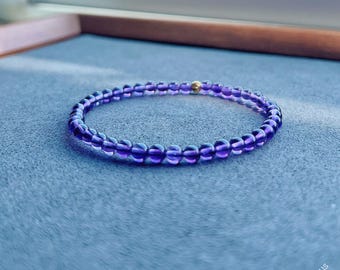 4mmブラックオニキスビーズブレスレット：天然ターコイズのアクセント