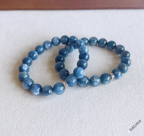 レア質　大玉　透明感　天然無処理　天然石カイヤナイト約14.7㍉ブレス　男女兼用 天然無処理カイヤナイト 男女兼用 レア質 大玉 透明感 天然無処理 天然石