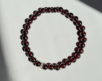 Wine Red Garnet Bracelet: 6mm Almandine Gemstone, January Birthstone