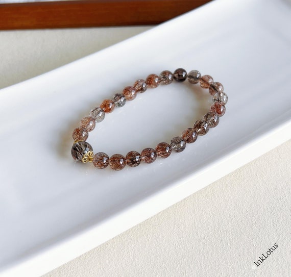 ブラックゴールドスーパーセブンルチルクオーツブレスレット 天然石ブレスレット ブラックゴールドスーパーセブン 1点もの