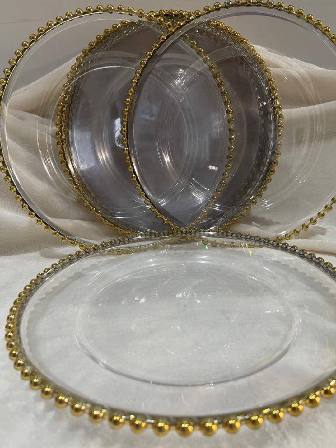 Silver Beaded Charger Plates Hire Etsy UK