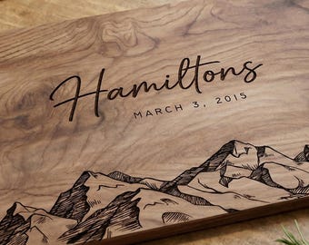 Personalized Walnut Cutting Board, Realtor Closing Gift, Custom Engraved Family Name, New Home