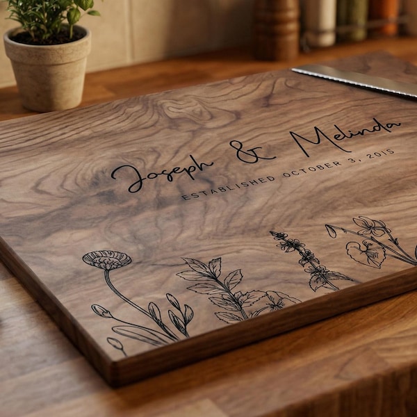 Personalized Walnut Charcuterie Board, Custom Engraved Cheese Board, Hostess Gift, Grazing