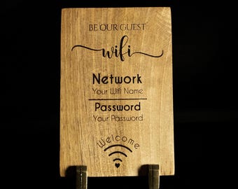 Letrero rústico de madera con contraseña de wifi grabada: regalo para anfitriones de Airbnb