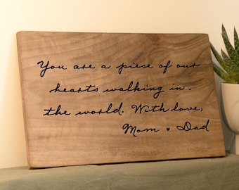 Actual Handwriting Engraved Wood Sign – Personalized Handwriting Keepsake, Memorial Gift, Love Note Engraved on Wood