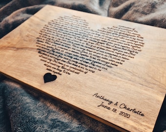 Personalized Song Lyric Heart Shaped Wood Art - Alternative Unique Wedding Anniversary Gift Idea