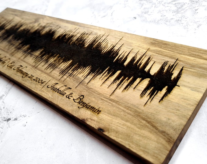 Soundwave Art | Voice Recording Gift,  Wall Art Wood | Waveform Art | Visual Represention of Sound