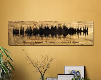 Walnut Wood Soundwave Art | Personalized Song, Voice Recording