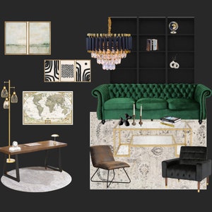 Office Design Template | Dark Decor Inspiration | Full Room Shopping List | Personal Shopping | Budget Friendly Ideas