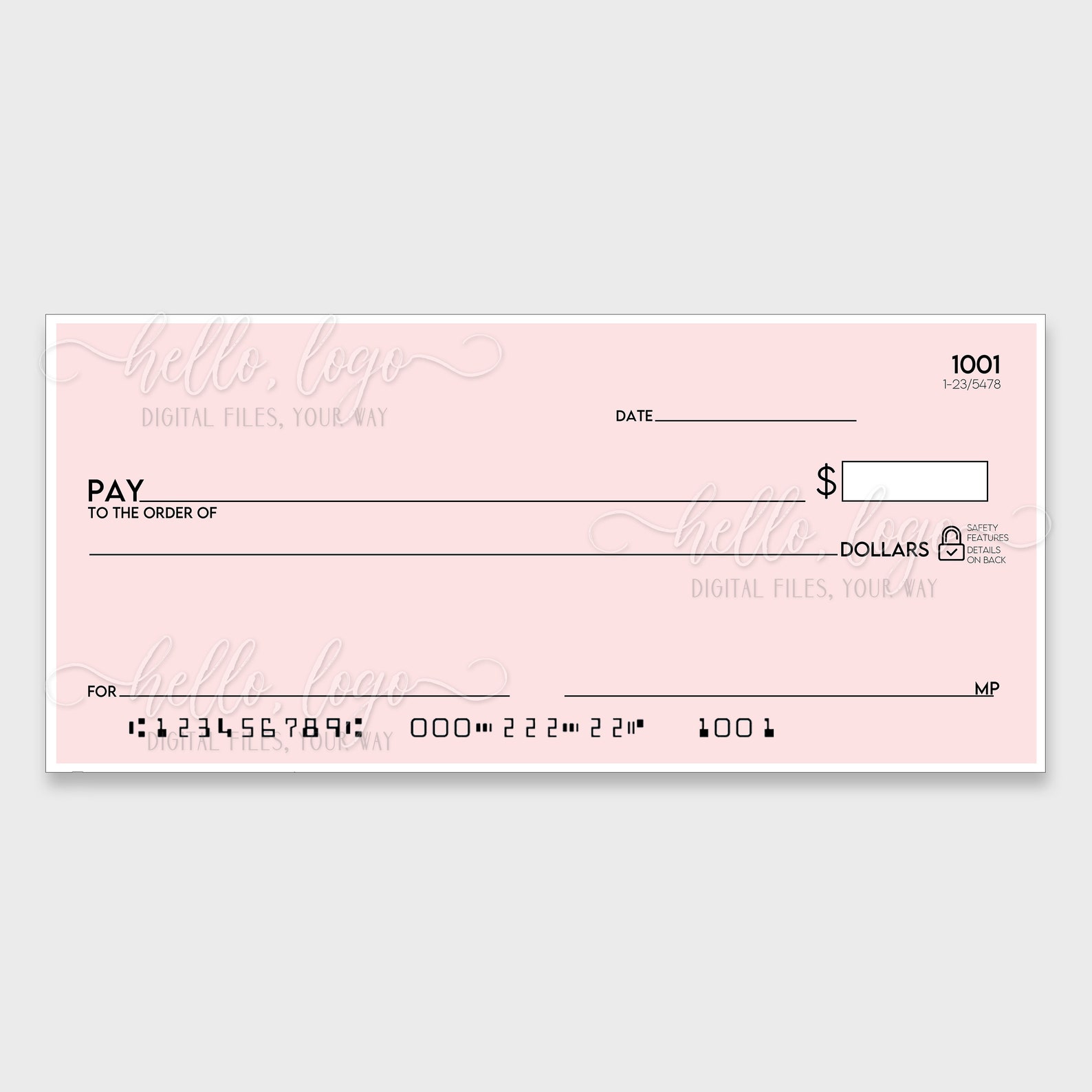Personal Check Printable Presentation Display Check Etsy Ireland