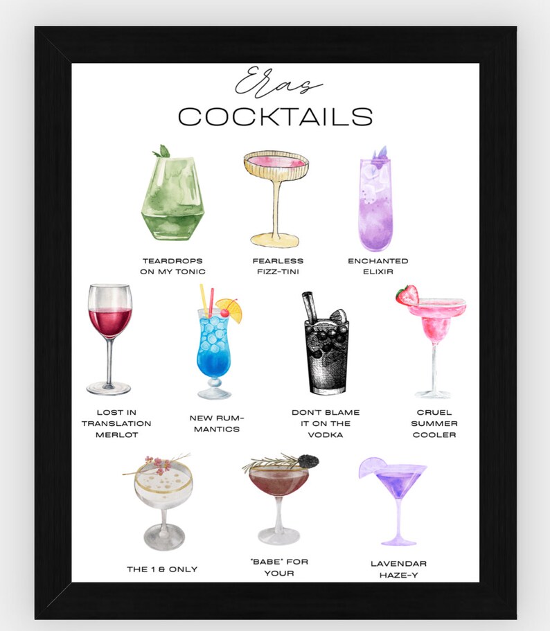 Eras Cocktail Bar Menu Taylor Swift eras Inspired Bar Cart Decor Taylor