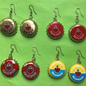 Orecchini unici con tappo di bottiglia Astra Rocket, St. Pauli fai da te riciclato, idea regalo sostenibile, punk, anni Novanta, orecchini con ancora da marinaio di Amburgo