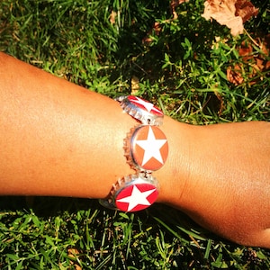 Sterni bracelet made from altered Sterni Sternburg bottle caps Elastic Bracelet Beer Love Beer Mat Bracelet Arm chain beer alk jewelry stars