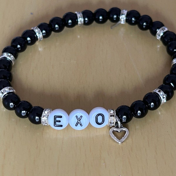 KPOP EXO/EXOL Bracelets, Glass Pearl Beaded Bracelets, Jewellery, Hand Made, charm, birthday gift women or girls