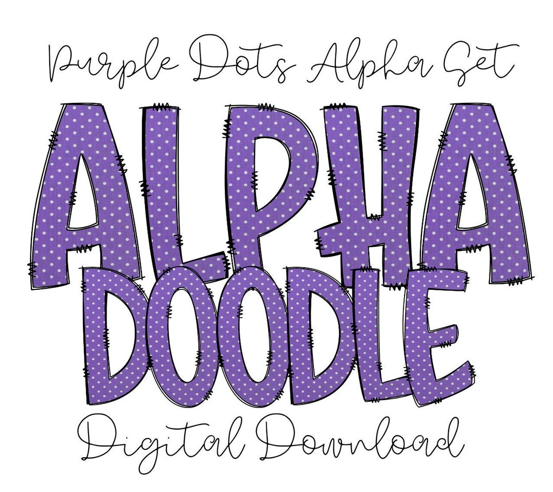 Purple Polka Dot Alpha Doodle Set - Etsy UK