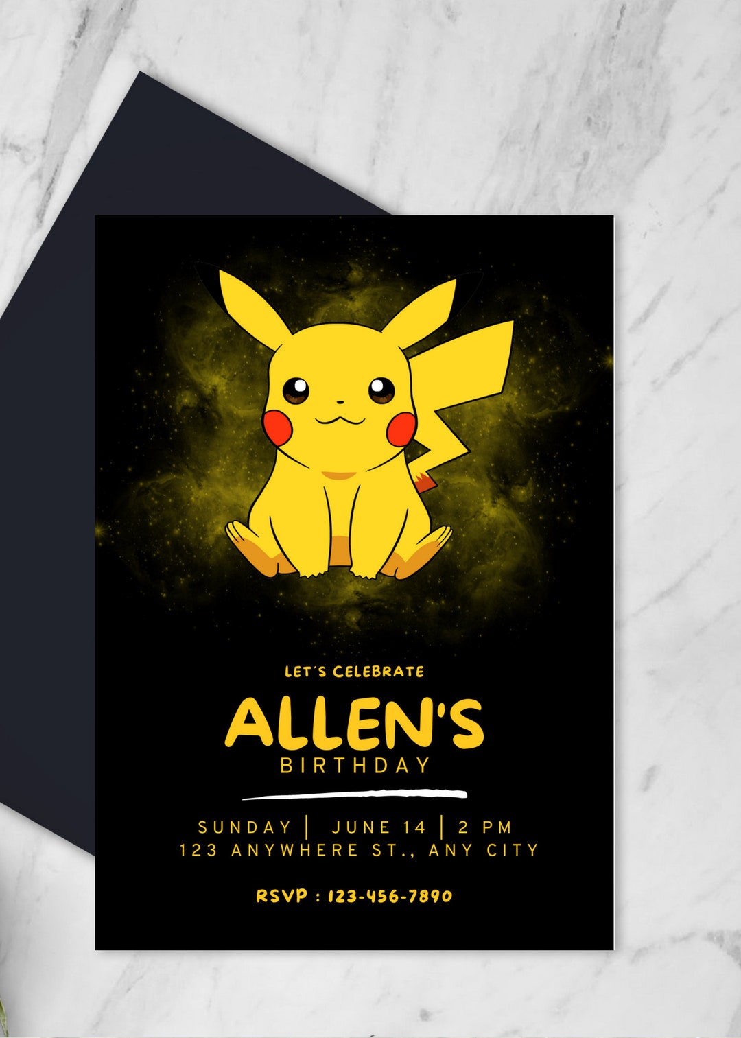 Editable Pikachu Birthday Invitation Template Printable - Etsy