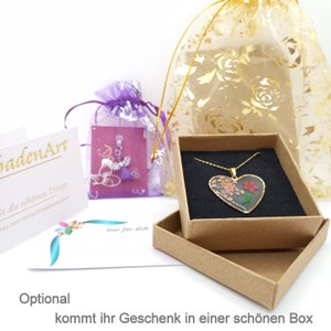 Herz Medaillon Gold Halskette, Ketten Auswahl, Medaillon Herz 18k Gold PVD beschichtet, Florale Gravur Medaillon zum Befüllen mit Foto Bild 9