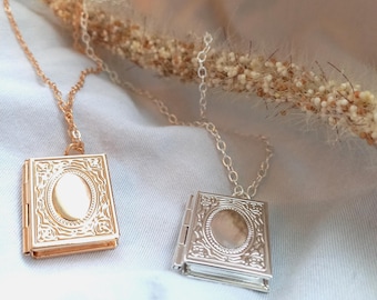 Medaillonkette  Edelstahl, wasserfest, anlaufsicher Andenken, Erinnerung, Fotomedaillon, Buchkette