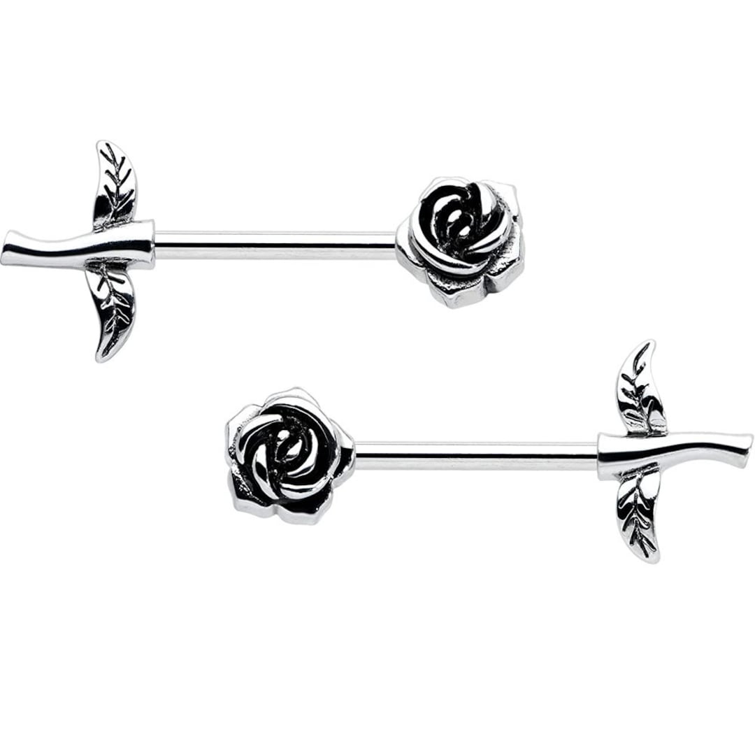Pair of Rose Gothic Nipple Barbell Rings 14 Gauge 9/16 Inch Etsy