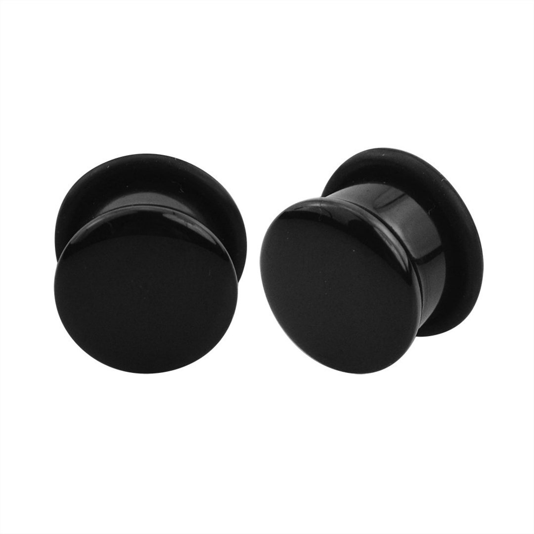 Pairs of Black Glass Single Flare Plugs Sizes 2ga13/16 E586BK Etsy