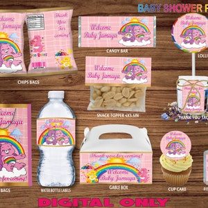 Care Bears Welcome Baby shower Party Pack - Chip Bag - tags - water and more. DIGITAL DOWNLOAD