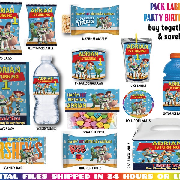 Toy Story Party Pack - Chip Bag - Krispies - candy - Juice - tags - water and More. DIGITAL DOWNLOAD