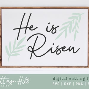 SVG Er ist auferstandenes Zeichen | Bauernhaus Christian Ostern Schnittdatei | Für Cricut Silhouette Cameo