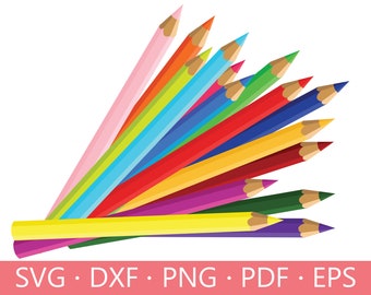 Crayon SVG, Colored Pencil Svg, Teacher Svg, Crayon Set Svg, Crayon Cut File, Crayon Svg Design, PNG, DXF, Cut files for Cricut