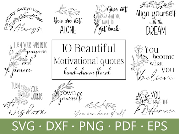 Wildflower Motivational Quotes SVG: Boho Self Love, Mental Health (Digital Files)