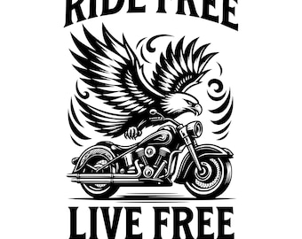 Ride Free Motorcycle SVG: Eagle Silhouette Vector (Digital Files)