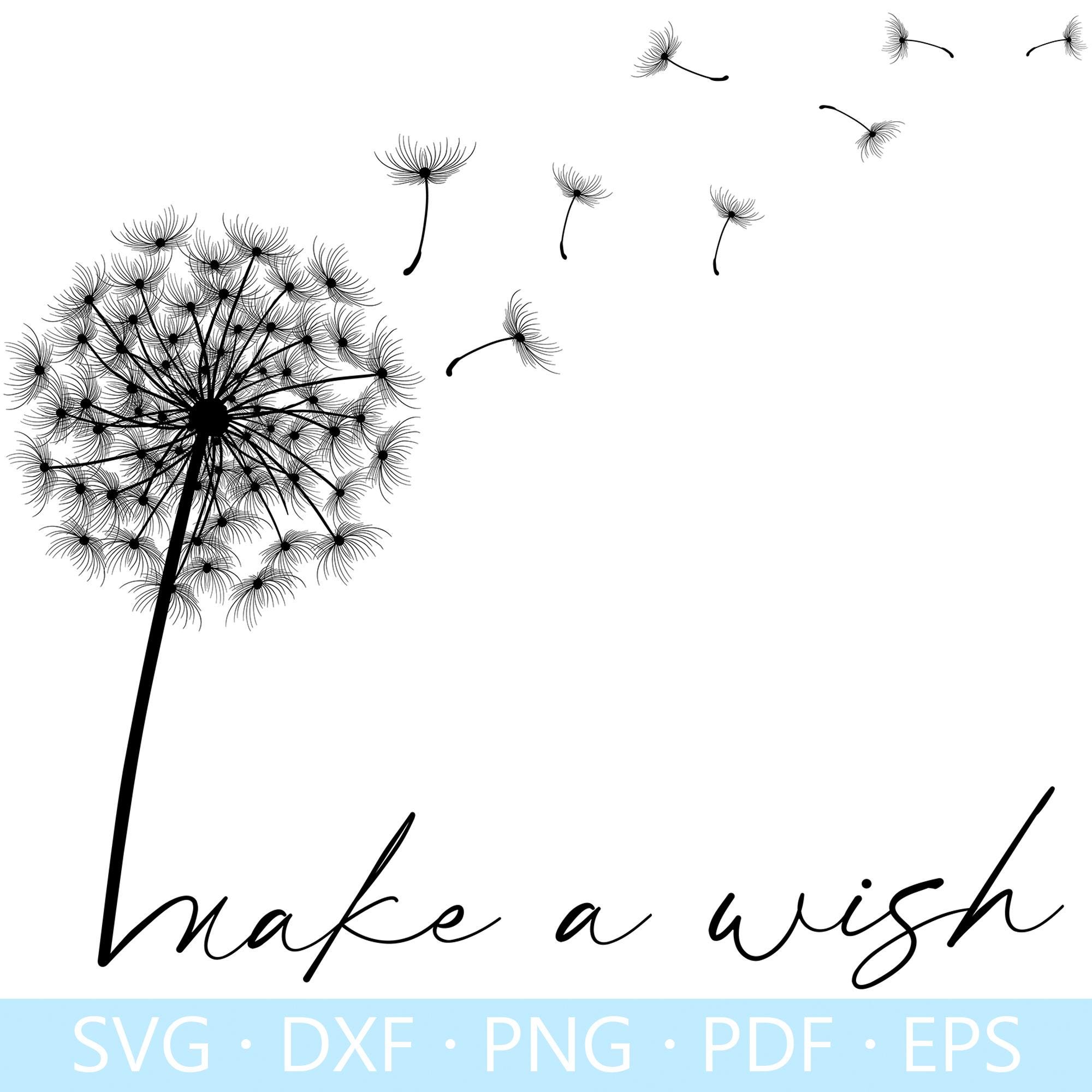 Dandelion SVG, Dandelion PNG, Dandelion Cut File, Dandelion Blowing Svg, Flower Svg, Just Breathe Svg, DXF, Make a Wish, Cricut, Silhouette