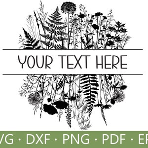 Floral border SVG, Floral frame Svg, Flower border Svg, Split monogram Svg, Floral monogram svg, Wildflower Svg,Floral Svg,Flower sketch PNG