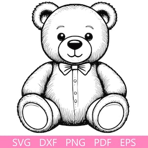 Teddy Bear SVG, Teddy PNG, Teddy Bear Silhouette, Baby Bear Svg, Teddy Bear Clipart, Bear Cut File, Vector, Cricut File, Digital Download