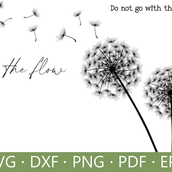 Dandelion SVG, Dandelion PNG, Dandelion Cut File, Dandelion Blowing Svg, Flower Svg, Just Breathe Svg, DXF, Cut files for Cricut, Silhouette