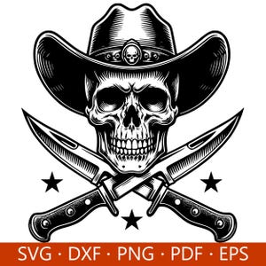 Cowboy Skeleton SVG, Western Cowboy Skeleton SVG, PNG, Howdy Skeleton Svg, Skull Cowboy Svg, Cowboy Hat, Skull Head Clipart, Western Skull