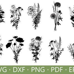 Bouquet SVG bundle, flowers Svg PNG, Floral Svg, Wildflowers Svg, Minimalist Bouquet Svg, Botanical Svg, Wildflower Clipart, Cricut