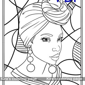 Afro Black Woman Coloring Page, BlackGirl Coloring Page, African American coloring, Coloring Page for Black Women