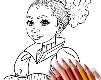 Black Girl Coloring Page | Black Princess Printable Coloring Sheet| Coloring Page for kids