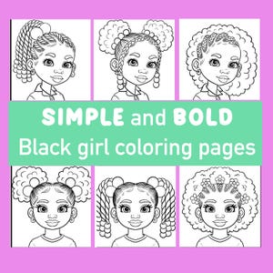 Bold and Easy Black Girl Coloring Pages| Black Hair Coloring Pages | PDF Download| Digital Coloring Pages| Coloring For Black Kids| 6 Pages