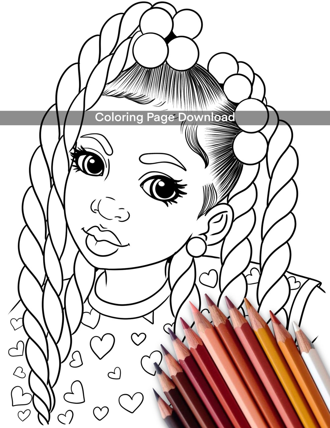 Black Girl Coloring Page Black Girl Hairstyle Coloring Page for ...