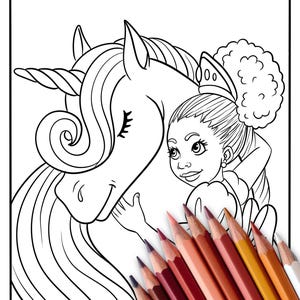 Afro Girl Coloring Page for kids| Kids Coloring Page Black Princess coloring page | coloring pages for black girls (jpg) Printable,