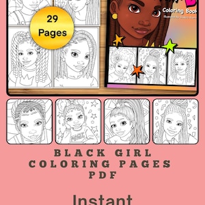 Black Girl Coloring Book,Natural Hair Coloring Book for Black Girls, Black Hairstyles Coloring Pages for African-American Girls,PDF Download