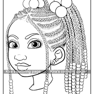 Afro Girl Coloring Page, Coloring Page for Black Girls | Digital Coloring Page Download