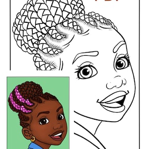 Afro Girl Coloring Page, Coloring Page for Black Girls | Digital Coloring Page Download