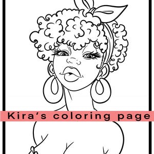 Black Pin-Up Coloring Page| Adult Black Woman Coloring Page, BlackGirl Coloring Page, Adult Coloring Page for Black Women